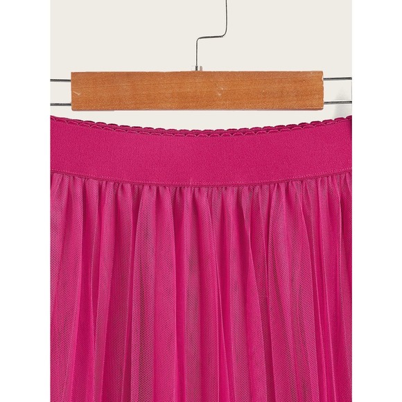 tulle tutu midi skirt Wide Waist Pleated Tulle Skirt light pink - Picture 9 of 13